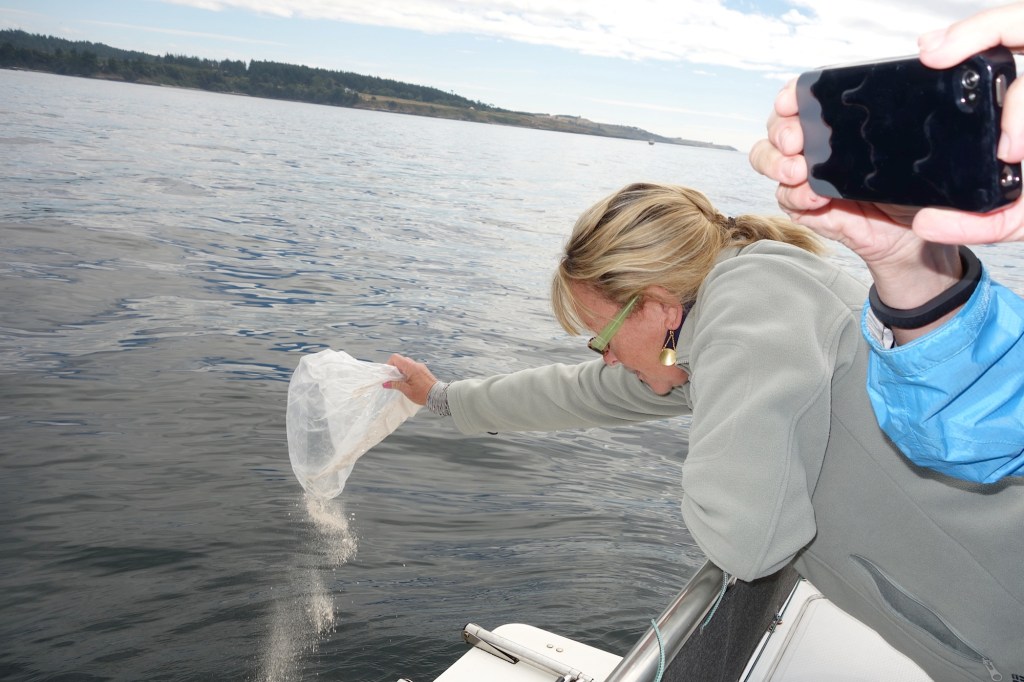 Mag spreading her mother Mary Ann's ashes, San Juan Island